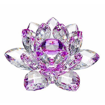80Mm Quarz-Kristalle Lotusblumen-Handwerk Glas Fengshui Ornamente Heilsteine Heim Party Wicca Dekor Yoga Geschenke Souvenir