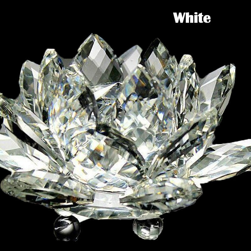 80Mm Quarz-Kristalle Lotusblumen-Handwerk Glas Fengshui Ornamente Heilsteine Heim Party Wicca Dekor Yoga Geschenke Souvenir