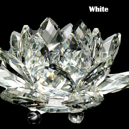 80Mm Quarz-Kristalle Lotusblumen-Handwerk Glas Fengshui Ornamente Heilsteine Heim Party Wicca Dekor Yoga Geschenke Souvenir