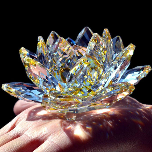 80Mm Quarz-Kristalle Lotusblumen-Handwerk Glas Fengshui Ornamente Heilsteine Heim Party Wicca Dekor Yoga Geschenke Souvenir