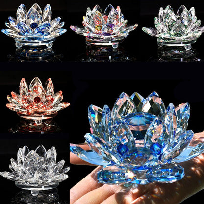 80Mm Quarz-Kristalle Lotusblumen-Handwerk Glas Fengshui Ornamente Heilsteine Heim Party Wicca Dekor Yoga Geschenke Souvenir