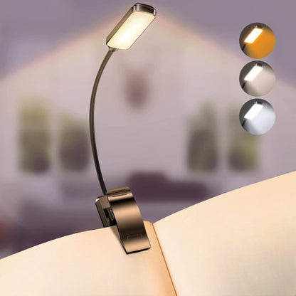 Kaufen Sie 9 LED-USB-wiederaufladbare Leselampe für das Lesen im Bett - augenfreundlich, stufenlos dimmbar | Kleine leichte Clip-Leselampe