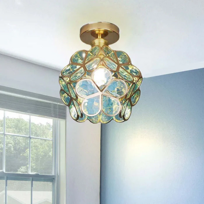Luxuriöse Glasblumen-Deckenlampe