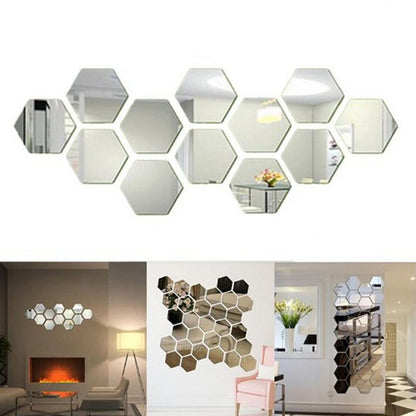 Heim Zeile | Hexagon Spiegel Wandaufkleber