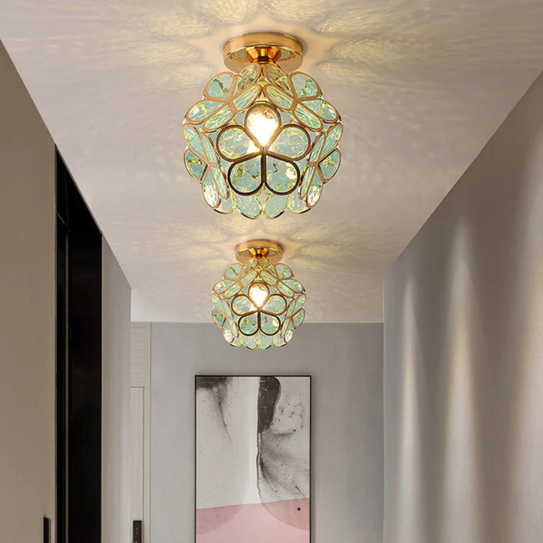 Luxuriöse Glasblumen-Deckenlampe