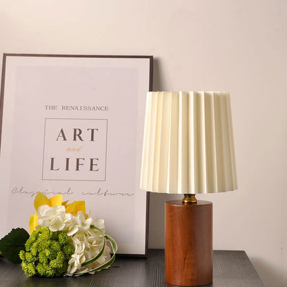 Vintage Korean Fold Column Massivholz-Basis 1-Licht Tischlampe