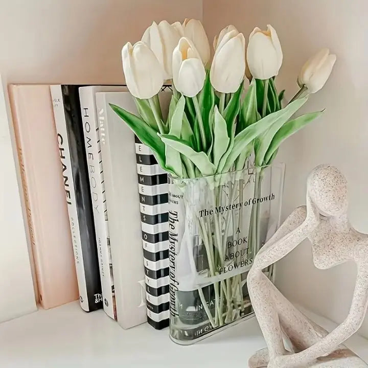 Acryl Buch Vase – modernes Design mit unsichtbarem Buchlook