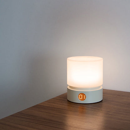 Zeitgenössische nordische Timer wiederaufladbare ABS HIPS Silikon Zylinder LED Tischlampe Nachtlicht für Nachttisch
