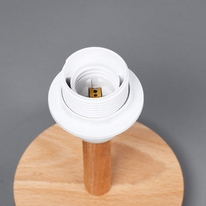 Traditionelle japanische Zylinder Holz Stoff 1-Licht Tischlampe für das Wohnzimmer