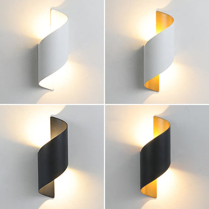 Moderne minimalistische wasserdichte spiralförmige Aluminium-Acryl-LED-Wandlampe für das Schlafzimmer