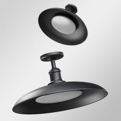 Traditionelle Vintage wasserdichte Außenbordzylinder-Diskbasis-Eisen-1-Licht-Halboffene Deckenleuchte für die Außenterrasse