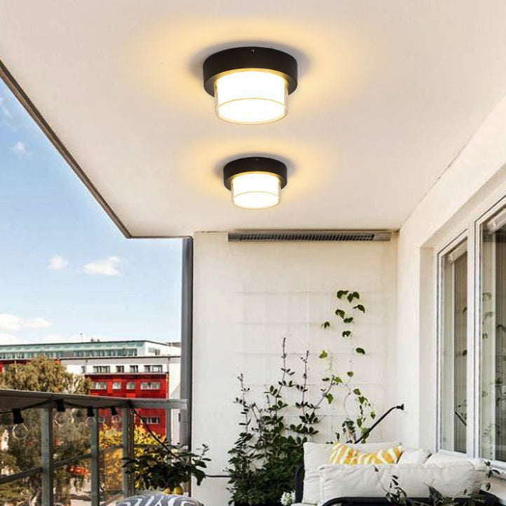 Moderne Minimalistische Wasserdichte Quadratische Runde Zylinder Druckguss-Aluminium Acryl LED Deckenleuchte für Außenpatio