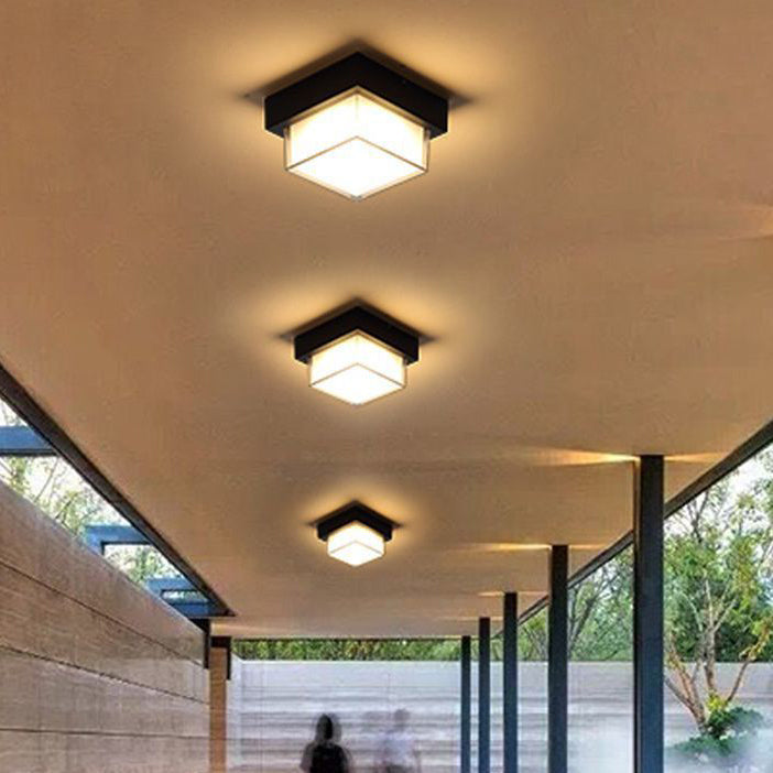 Moderne Minimalistische Wasserdichte Quadratische Runde Zylinder Druckguss-Aluminium Acryl LED Deckenleuchte für Außenpatio