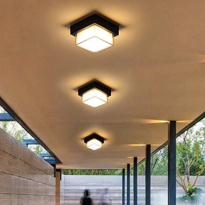 Moderne Minimalistische Wasserdichte Quadratische Runde Zylinder Druckguss-Aluminium Acryl LED Deckenleuchte für Außenpatio