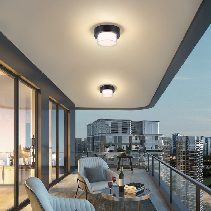 Moderne Minimalistische Wasserdichte Quadratische Runde Zylinder Druckguss-Aluminium Acryl LED Deckenleuchte für Außenpatio