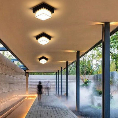 Moderne Minimalistische Wasserdichte Quadratische Runde Zylinder Druckguss-Aluminium Acryl LED Deckenleuchte für Außenpatio
