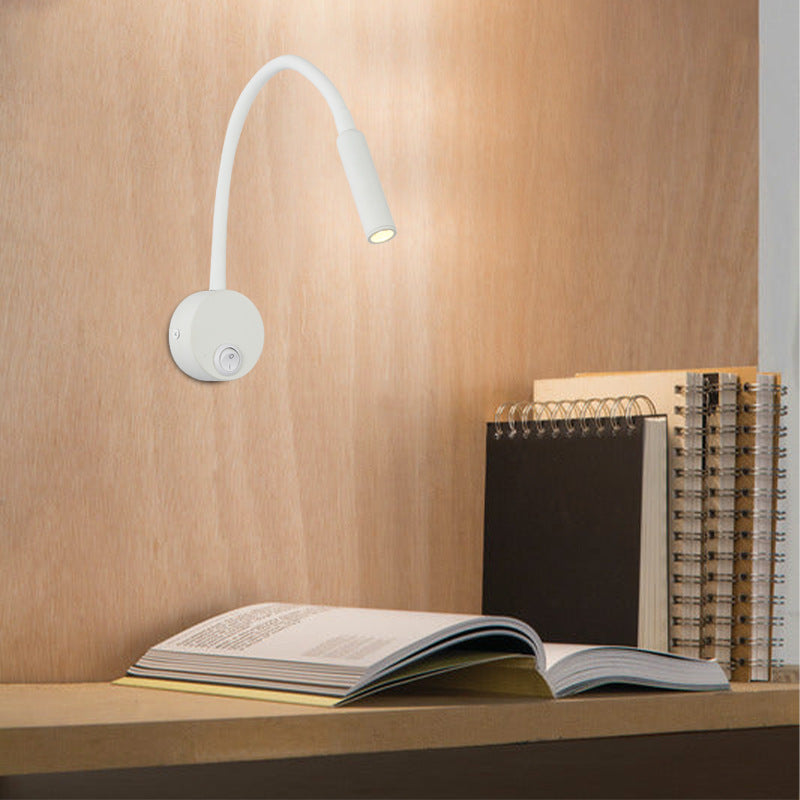Moderne minimalistische Eisen runde flexible Biege-Rohr LED Leselampe Wandlampe für Schlafzimmer