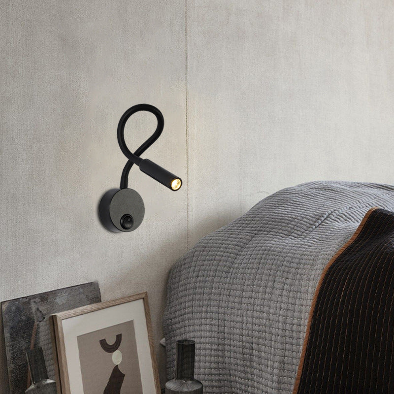 Moderne minimalistische Eisen runde flexible Biege-Rohr LED Leselampe Wandlampe für Schlafzimmer