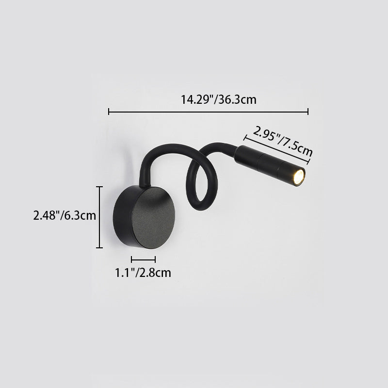 Moderne minimalistische Eisen runde flexible Biege-Rohr LED Leselampe Wandlampe für Schlafzimmer