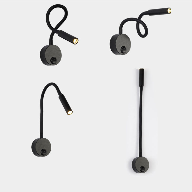 Moderne minimalistische Eisen runde flexible Biege-Rohr LED Leselampe Wandlampe für Schlafzimmer