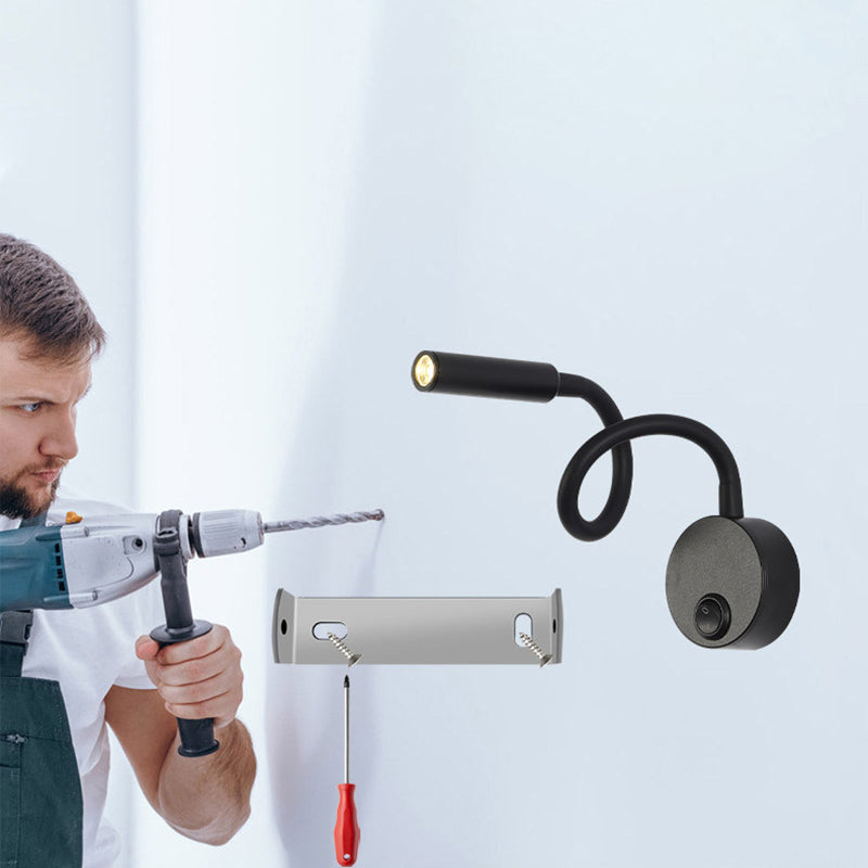 Moderne minimalistische Eisen runde flexible Biege-Rohr LED Leselampe Wandlampe für Schlafzimmer