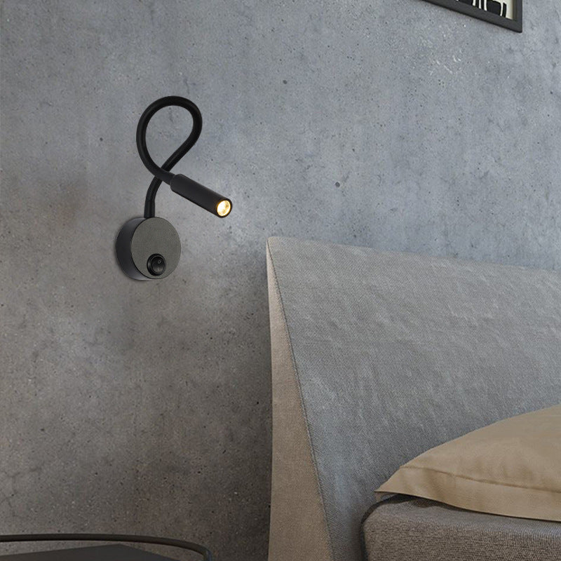 Moderne minimalistische Eisen runde flexible Biege-Rohr LED Leselampe Wandlampe für Schlafzimmer