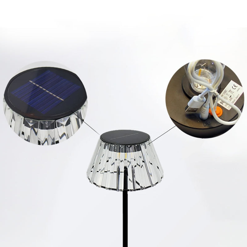 Zeitgenössische industrielle wasserdichte Solar-USB-Eisen-Glas-Außen-LED-Stehlampe für den Garten