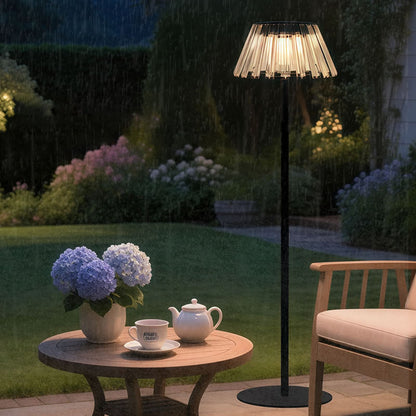Zeitgenössische industrielle wasserdichte Solar-USB-Eisen-Glas-Außen-LED-Stehlampe für den Garten