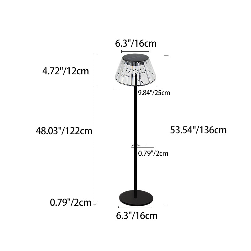 Zeitgenössische industrielle wasserdichte Solar-USB-Eisen-Glas-Außen-LED-Stehlampe für den Garten