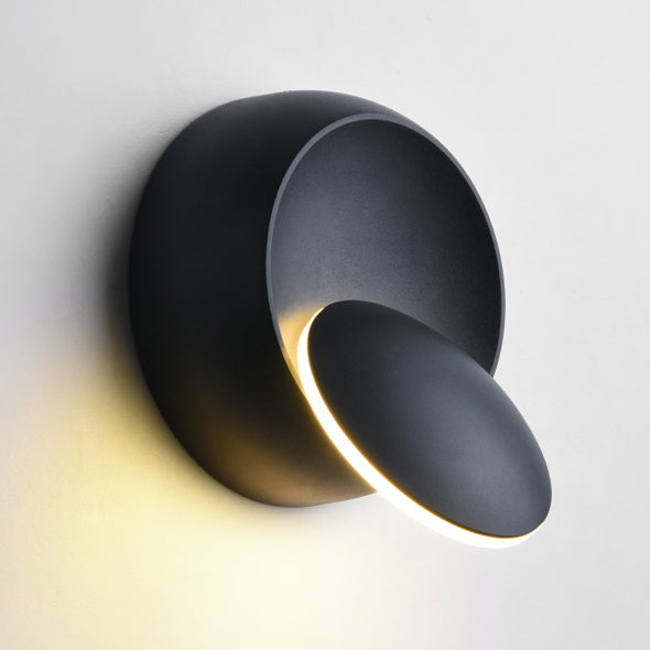 Zeitgenössische nordische Eisenrunde Eclipse rotierbare LED-Wandleuchte für Nachttisch
