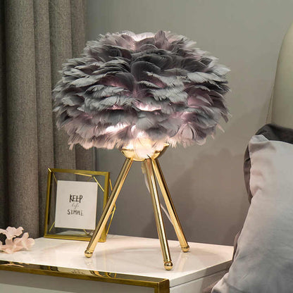 Blossom Tischlampe Elegantes Federdesign mit dimmbarem Licht