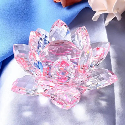 Kristall Lotusblume Figurine Home Hochzeitsdekoration Glas Kunst Sammlung Papiergewicht Büro Tischornamente Souvenir Geschenke