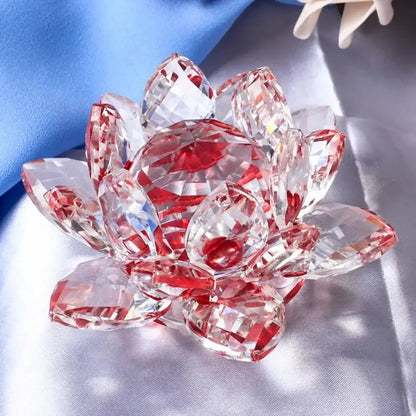 Kristall Lotusblume Figurine Home Hochzeitsdekoration Glas Kunst Sammlung Papiergewicht Büro Tischornamente Souvenir Geschenke