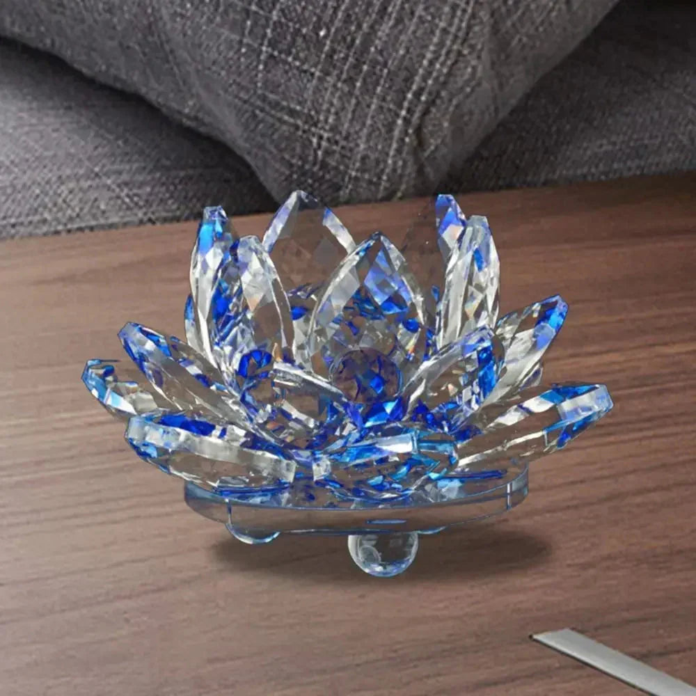 Kristall Lotusblume Figurine Home Hochzeitsdekoration Glas Kunst Sammlung Papiergewicht Büro Tischornamente Souvenir Geschenke