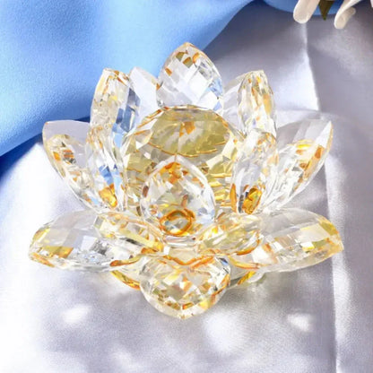 Kristall Lotusblume Figurine Home Hochzeitsdekoration Glas Kunst Sammlung Papiergewicht Büro Tischornamente Souvenir Geschenke
