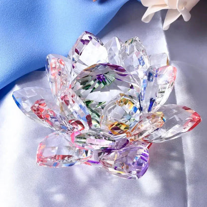 Kristall Lotusblume Figurine Home Hochzeitsdekoration Glas Kunst Sammlung Papiergewicht Büro Tischornamente Souvenir Geschenke