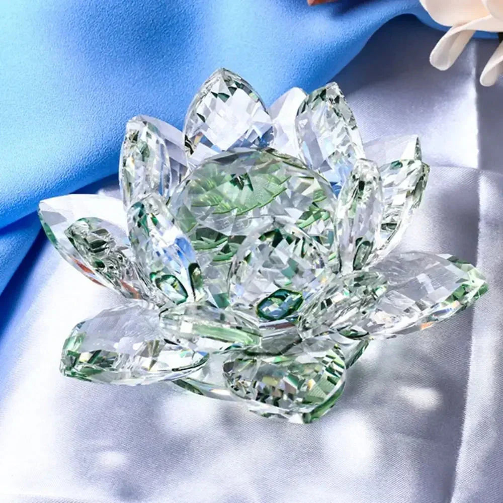 Kristall Lotusblume Figurine Home Hochzeitsdekoration Glas Kunst Sammlung Papiergewicht Büro Tischornamente Souvenir Geschenke