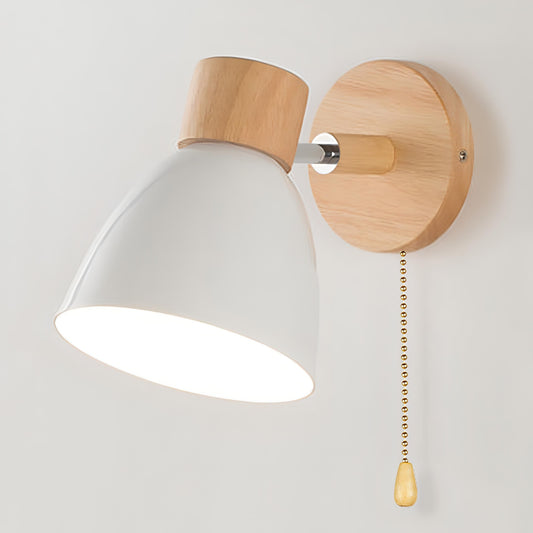 Nordic-modern hanging switch wall lamp made of wood