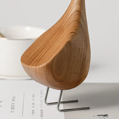 Nordic wooden goose figures abstract teak wood sculptures couple figures natural animal ornaments for home decor