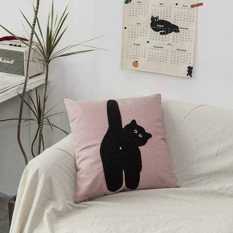 Black Cat & Garden Gepolsterter Kissenbezug | Heim Zeile