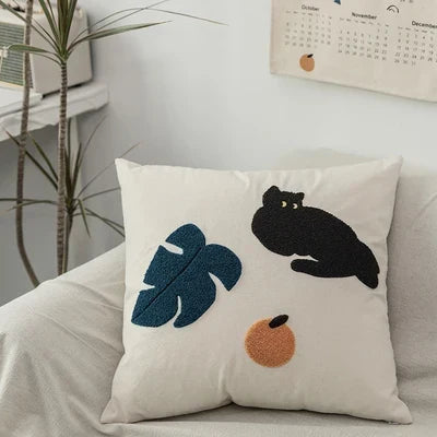 Black Cat & Garden Gepolsterter Kissenbezug | Heim Zeile