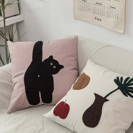 Black Cat & Garden Gepolsterter Kissenbezug | Heim Zeile