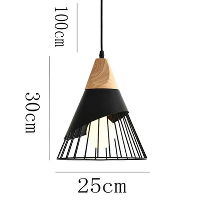 Vintage Pendelleuchte mit Kabel – Industrielle Hängelampe aus Metall und Holz