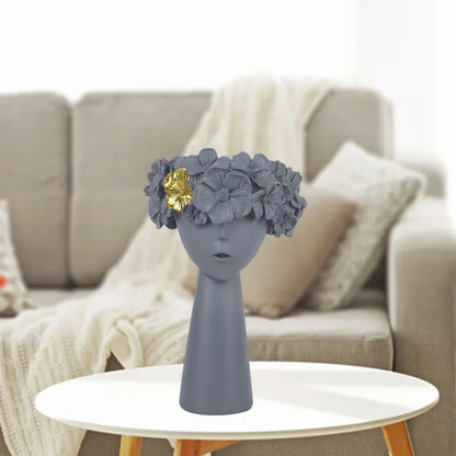 Nordic Girl Kopf Blumen Harz Vase Statue Blumen Blumen Vasen für Büro Schreibtisch Trockenblumen Ornamente Dekor Behälter