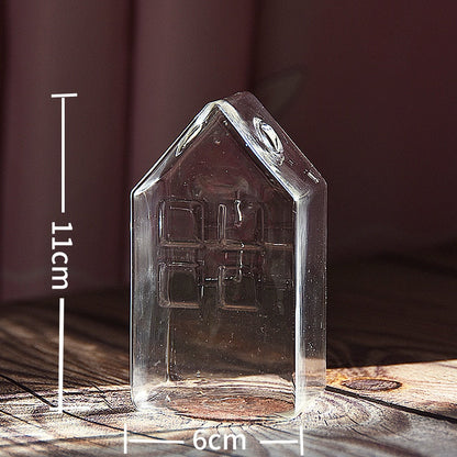 Einfaches Mini-Haus-Glas-Blumenvasen