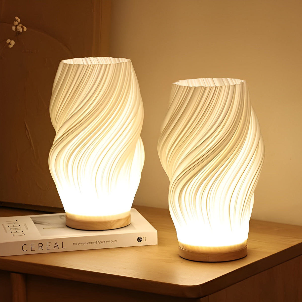 DreamWave - Moderne cremefarbene 3D-Wellenlampe mit elegantem Metallrahmen