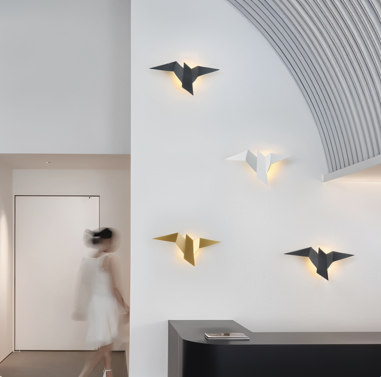 OriTori Wandlampe - Geometrische Origami-Vogel-Wandlampe - Japanisches Stil Wandlampe Design