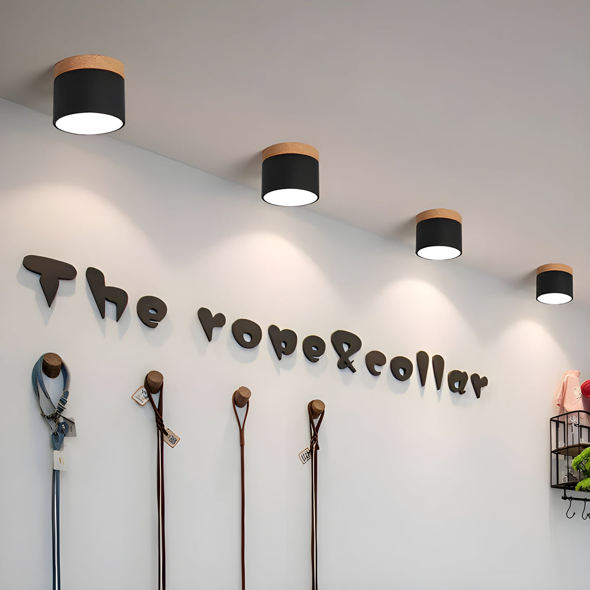 LED-Deckenleuchte in zylindrischer Form – Warmes Licht im Vintage-Industriedesign | Mit dekorativem Holzelement