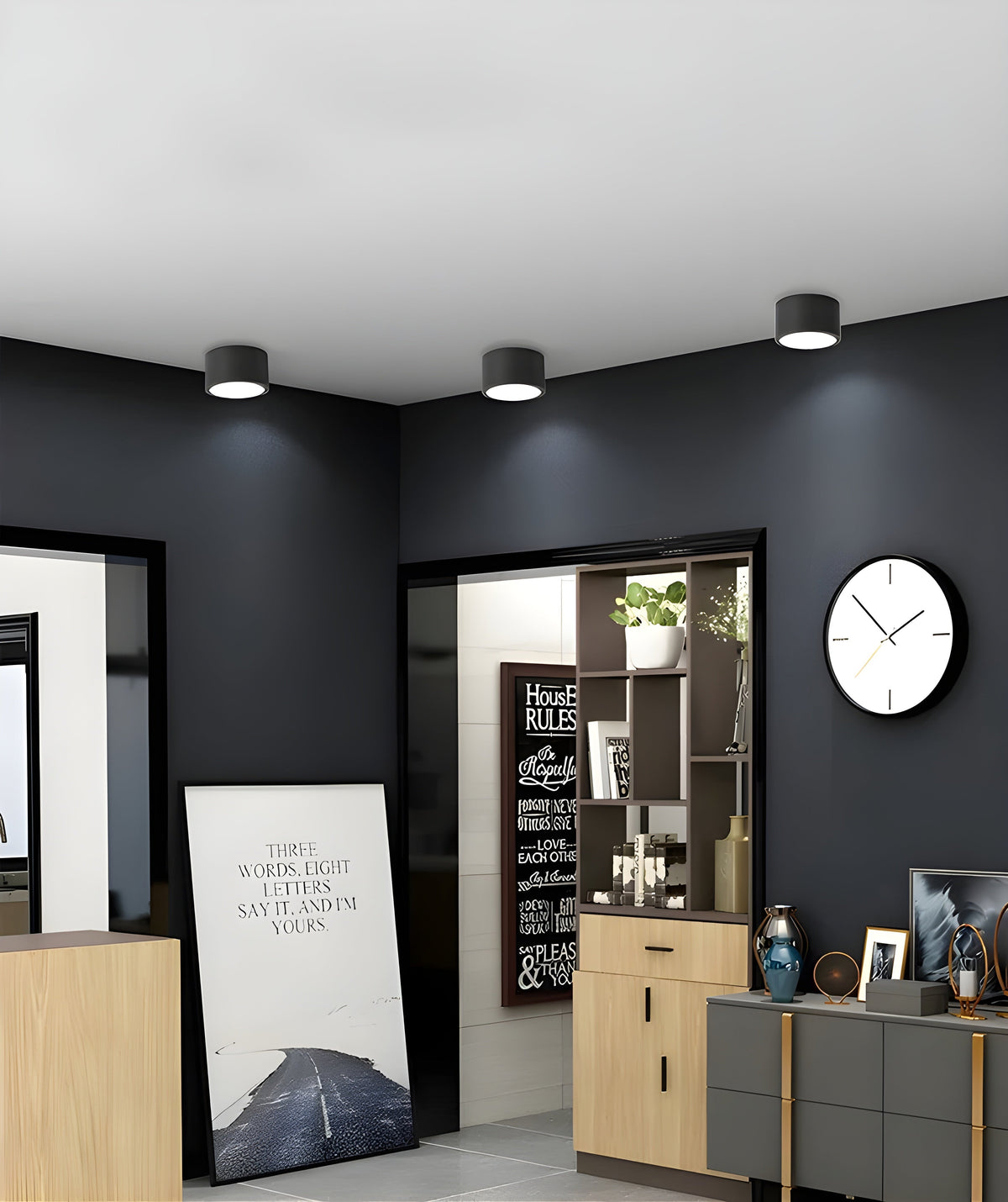 LED-Deckenleuchte in zylindrischer Form – Warmes Licht im Vintage-Industriedesign | Mit dekorativem Holzelement