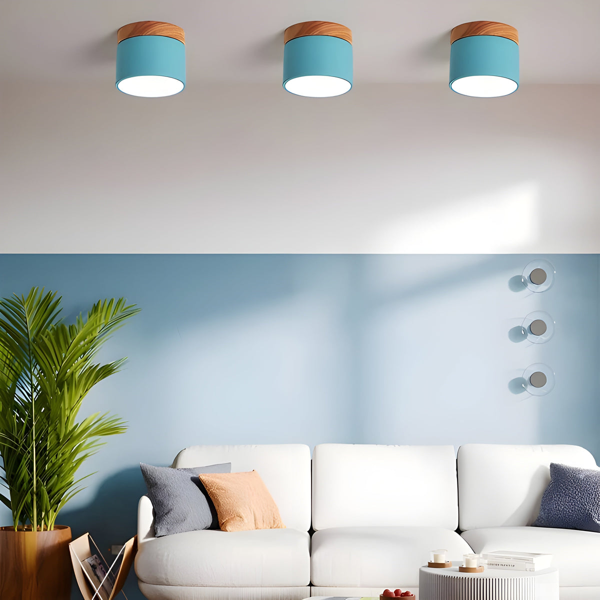 LED-Deckenleuchte in zylindrischer Form – Warmes Licht im Vintage-Industriedesign | Mit dekorativem Holzelement